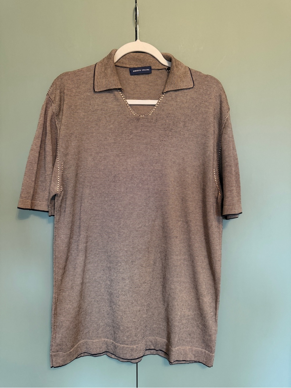 Roberto Collina striped knit polo shirt size Xxl